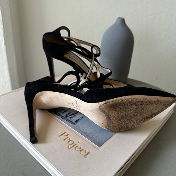 Jimmy Choo Lancer 85 Black Suede EU 40 US 9-9.5 Pump Heels - Picture 8 of 9